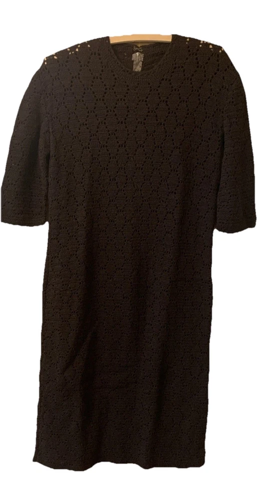 Винтажный ручной работы крючком коричневый шерсти платье с молнией назад. 1950-е Нога на Колене - Изображение 1 из 4