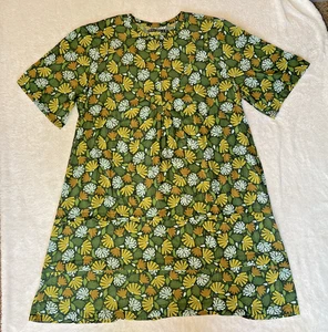 Vestido Gudrun Sjoden XXL Algodón Orgánico Floral Verde Lagenlook Bolsillos Hojas - Imagen 1 de 16