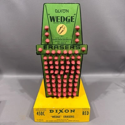 Vintage DIXON PENCIL WEDGE ERASERS NO 450-C Carded Store Display 12” X 6.5” - Image 1 of 4