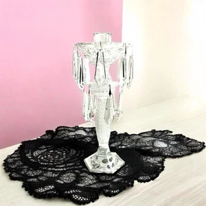 Candelabro vintage de cristal Waterford de 2 niveles con bobeche y prismas nuevo en caja 12,5" - Imagen 1 de 11