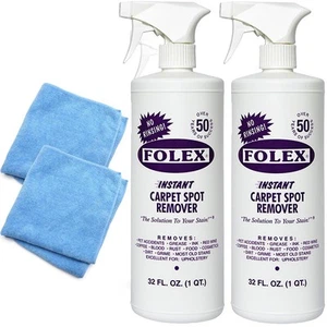 Folex 2 Instant Carpet Spot Removers (32 oz) & Reusable Microfiber Cleaning C... - Picture 1 of 6