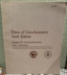 Brian Mason / Data of Geochemistry Sixth Edition Chapter B Cosmochemistry 1st ed - Picture 1 of 1