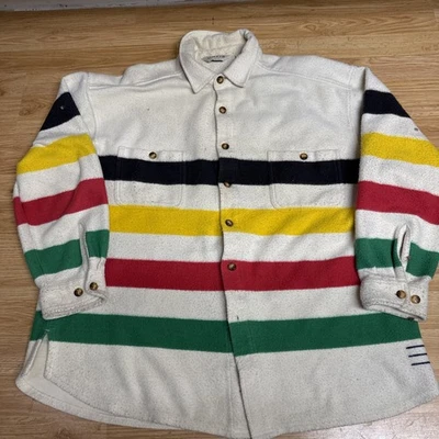 Orvis Hudson Bay Button Up Jacket Shirt Mens Striped Shacket Flannel L Fleece - Image 1 of 4