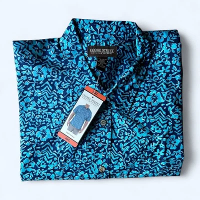 Camisa hawaiana Aloha de manga corta de algodón azul oscuro talla 2XL Cooke Street para hombre Foto 1 de 4