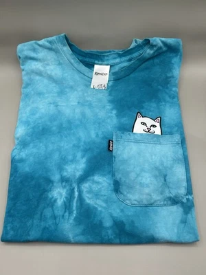 RIPNDIP Cat in Pocket Blue TShirt Adult Large Middle Finger Cat Flipping Off - Image 1 of 4