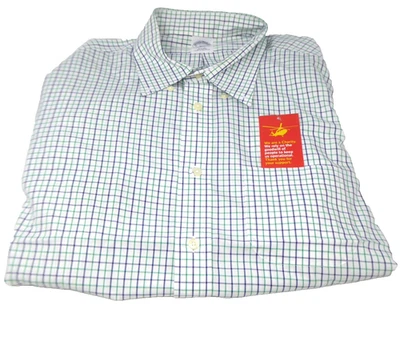 Brooks Brothers Men's Slim Fit Long Sleeve Shirt White Green Blue XXL BP2 - Image 1 of 4