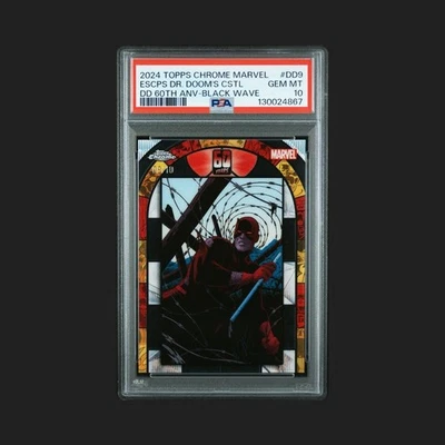 2024 TOPPS CHROME MARVEL DAREDEVIL 60TH Anniversary #DD9 BLACK WAVE /10 PSA10 - Image 1 of 3