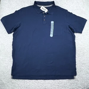 Duluth Trading Polo Shirt Mens XL Solid Navy Short Sleeve Cotton Collard NEW - Picture 1 of 7