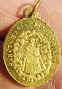 Antique Pilgrims Way Holy Medal Black Madonna Maria Einsiedeln Gnadenbild Alpine - Picture 1 of 2