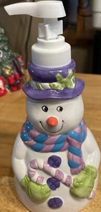 Vintage Ceramic Snowman Hand Soap/Lotion Dispenser Christmas Holiday Winter 1996 - Picture 1 of 3