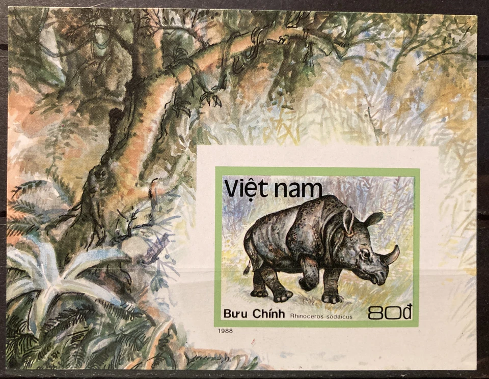 Vietnam, rhino, Imperforated S.C.#1892, S.C.V.$20 MNH  S/S of 1  issued in 1988 - Image 1 of 1