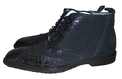Belvedere Hombres Negro Gamuza Cocodrilo Botines Suela de Goma Talla 9 D Foto 1 de 4