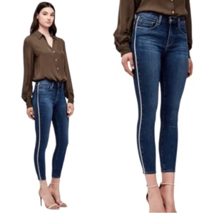 L’agence Margot Skinny High Rise Gold Metallic Tuxedo Stripe Women’s Size 24 - Picture 1 of 15