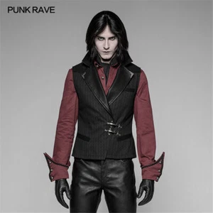 Punk Rave Moda Steampunk Chaleco Cuero Gótico Retro Elegante Palacio Hombres Chaqueta - Imagen 1 de 16