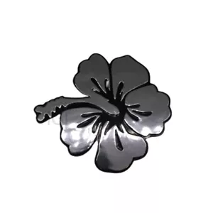1x Emblema Universal Insignia Calcomanía ABS Cromo Hibisco Flor 3-3/4"" x 4"" - Imagen 1 de 3