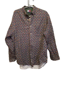 Tommy Hilfiger Paisley Mens Button Down Size M Long Sleeve Collar Colorful Boho - Picture 1 of 6