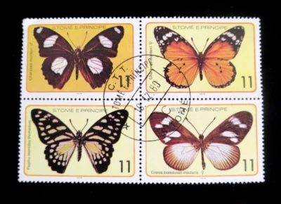 Sao Tome and Principe Stamps Butterfly 1978 Used Block of 4 - Image 1 of 2