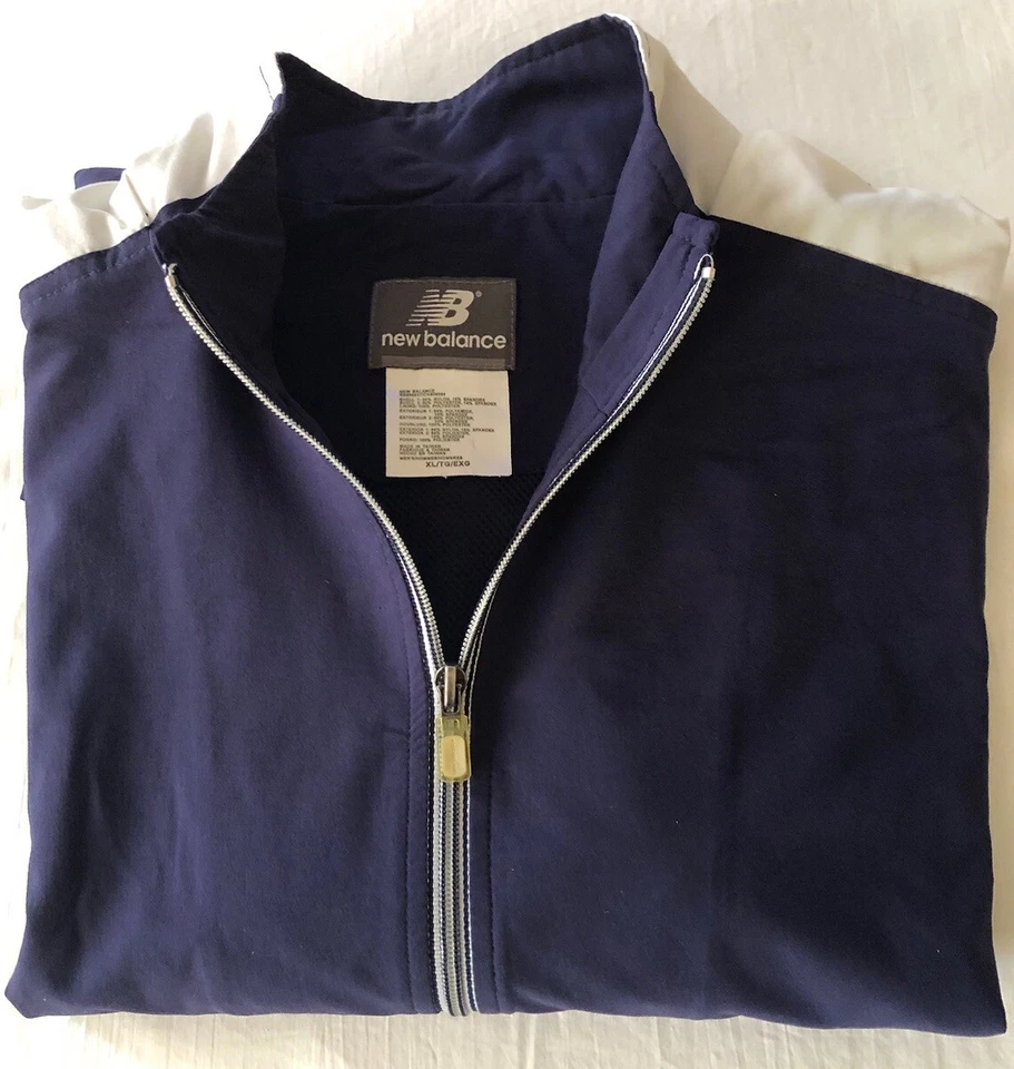 Sudadera de colección 2002 NEW BALANCE azul marino y blanco de nailon para hombre XL - *RARA* Foto 1 de 4