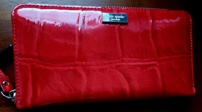 Kate Spade Crocodile Embossed Knightsbridge Wallet Red - Image 1 of 4