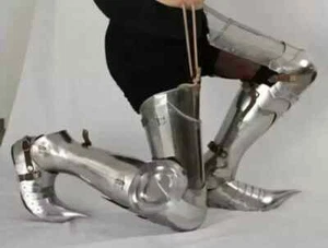 Medieval Steel Leg Armor Wearable Knight Greaves Steel Crusader Costume Armour - Picture 1 of 6