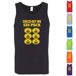 Check Out My Six Pack Funny Gym Workout Beer Drinking Mens Tank Tops - Picture 1 of 8