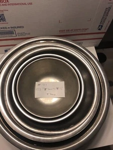 Vintage Stainless Mixing Nesting Bowl Set 5 Pcs With Flat Base Storage Bowls #77 - Picture 1 of 5