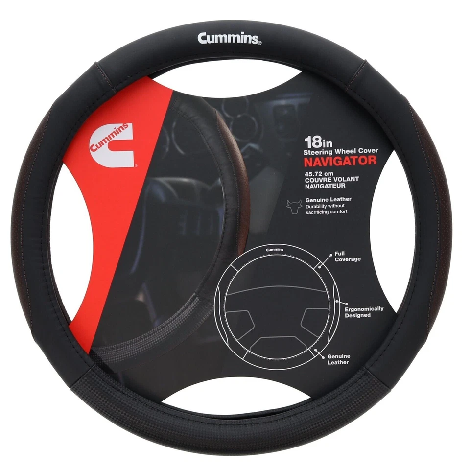 Cubierta del volante Cummins Diesel 18" Navigator cuero genuino semi camión Foto 1 de 4