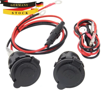 2x 12V Auto KFZ Zigarettenanzünder Dose Buchse Einbau Steckdose Adapter Kabel DE - Bild 1 von 4