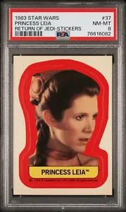 PRINCESS LEIA 1983 Topps STAR WARS Sticker #37 PSA 8 + COUPONS + FREE SHIPPING! - Picture 1 of 2