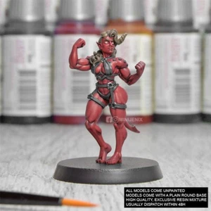 TIEFLING BARBARIAN Fantasy Pin Up Girl: Baldurs Gate, NSFW Miniature 28mm 32mm - Picture 1 of 4