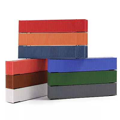 9pcs Different Colors N Scale 1:160 53ft Blank Shipping Container 53' Cargo Box - Image 1 of 4