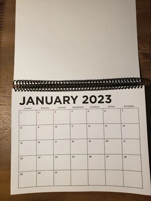 "HANDMADE" 2026 Premade 8.5x11 Unaltered Landscape Blank Scrapbook Calendar