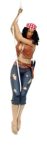 Lady Pirate Climbing Statue - Life Size 6.5ft Lady Pirate Climbing On Rope - Picture 1 of 1