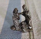 Peltro Inciso Italy Pewter Holy Family Figurine - Mary Joseph & Baby Jesus