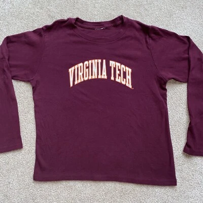 Camisa Virginia Tech Hokies Juvenil Manga Larga Niños VT Granate Universidad Deletrear Foto 1 de 4