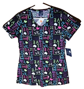 NWT Zoe+Chloe Performance V-Neck XS Print Scrub Nursing Top New with Tags LOVE - Picture 1 of 12