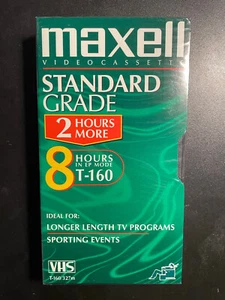 MAXELL T-160 VIDEOCASETE VHS GRADO ESTÁNDAR 8 HORAS EN EP NUEVO EN PAQUETE CELOFÁN INTACTO - Imagen 1 de 2