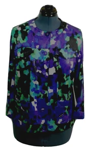 N Touch Multicolor Women's Button  Jacket Textured Band Collar 4 Pockets Size 12 - Picture 1 of 10