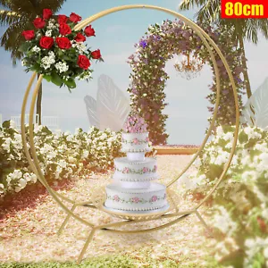 Round 80CM Iron Wedding Party Cake Stand Double Hoop Flower Decor Arch Rack GOLD - Picture 1 of 14