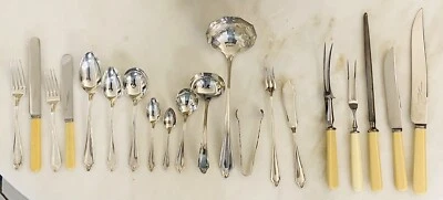 Servizio Di Posate Vintage In Silver Completo Di Mobile Originale 900 - Immagine 1 di 4