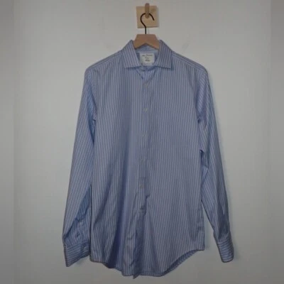 Camisa John Francomb Ajustada TM Lewin Azul Púrpura Rayas Con Botones Hombres 15 1/2-36 Foto 1 de 4
