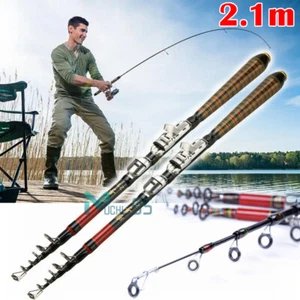 2.1m Professional Carbon Fiber Telescopic Fishing Rod Saltwater Spinning Pole - Picture 1 of 33