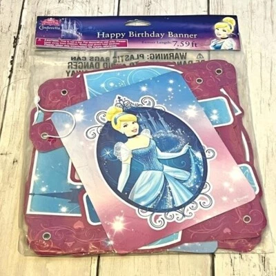 Disney Princesa Cenicienta Feliz Cumpleaños Banner Artículos de Diseño NUEVO SELLADO Foto 1 de 3