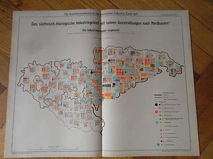 Historische Karte - Arbeitsverteilung 1921 Industriegebiet Sachsen Thüringen - Bild 1 von 1