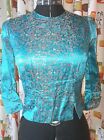 Vintage Back Button Fitted Top Oriental Style 3/4 Sleeves Size 34" Bust