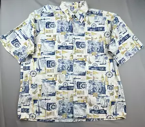 Vintage Campia Moda Shirt Mens XXL White Cotton Nautical Theme Resort Casual - Picture 1 of 4
