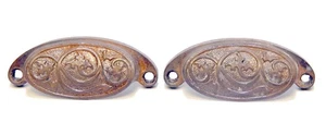 2 MATCHING METAL DRAWER PULLS EASTLAKE STYLE - Picture 1 of 5
