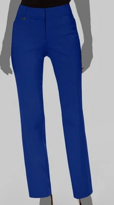 $50 JM Collection 女式蓝色 Tummy-Control 曲线合身裤子娇小尺寸 6P — 第 1/2 张图片