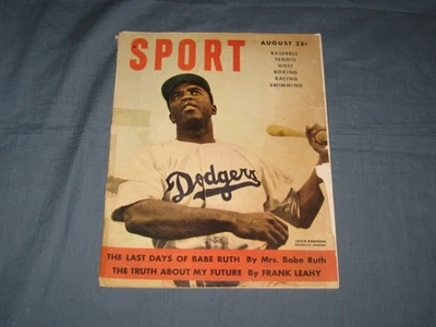 Vintage August 1949 Sport Magazine Jackie Robinson Brooklyn Dodgers Baseball - Image 1 of 4
