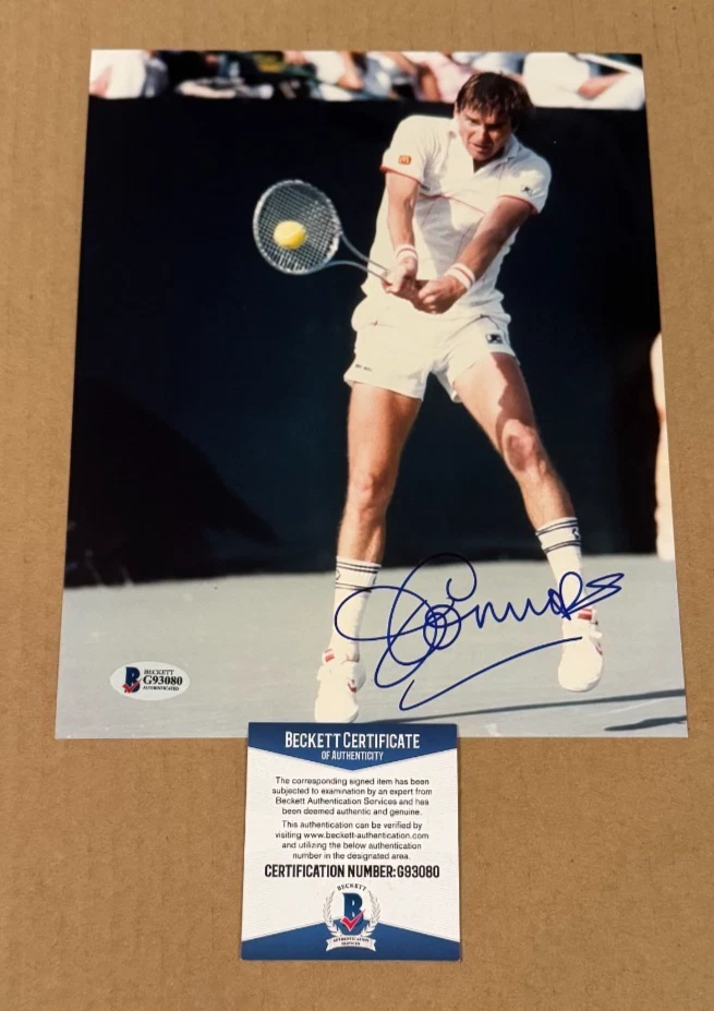 FOTO DE TENIS 8X10 FIRMADA POR JIMMY CONNORS CERTIFICADO DE AUTENTICIDAD BECKETT FIRMADA A MANO Foto 1 de 1